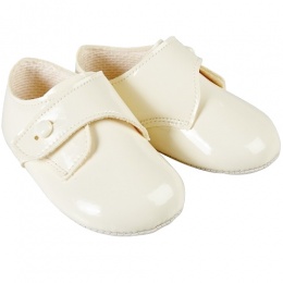 Baby Boys Ivory Patent Button Pram Shoes 'Baypods'